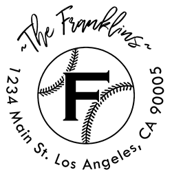 Baseball Outline Letter F Monogram Stamp Sample